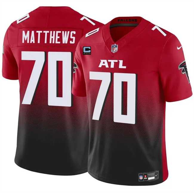 Mens Atlanta Falcons #70 Jake Matthews Red Black 2024 F.U.S.E With 4-Star C Patch Vapor Untouchable Limited Stitched Jersey Dzhi->atlanta falcons->NFL Jersey